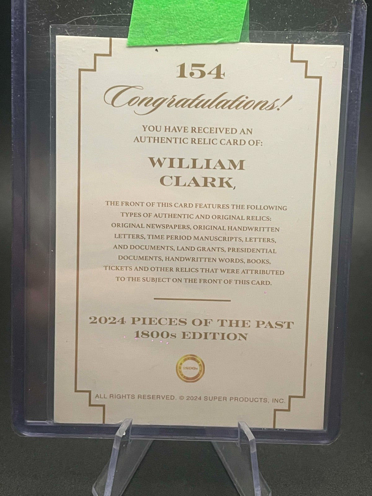 2025 Pieces Of The Past 1800s Edition William CLARK Jumbo RELIC Handwriting #154