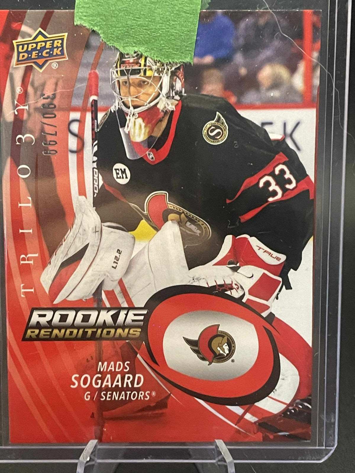 2022-23 UD Trilogy #RR-13 Mads Sogaard -Rookie Renditions Red /799-Senators