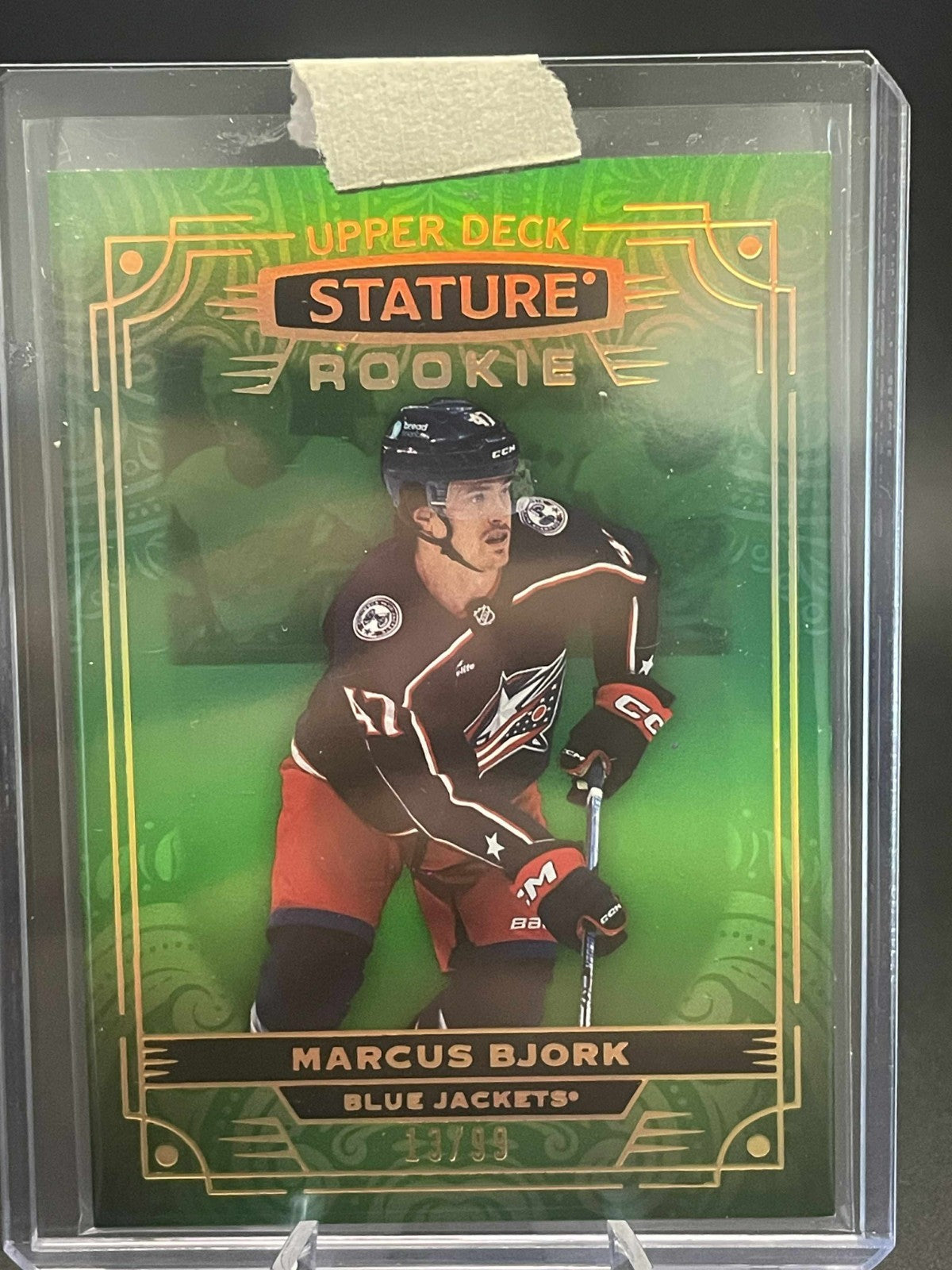 2022-23 Upper Deck Stature Green Rookie Marcus Bjork /99 Blue Jackets #110