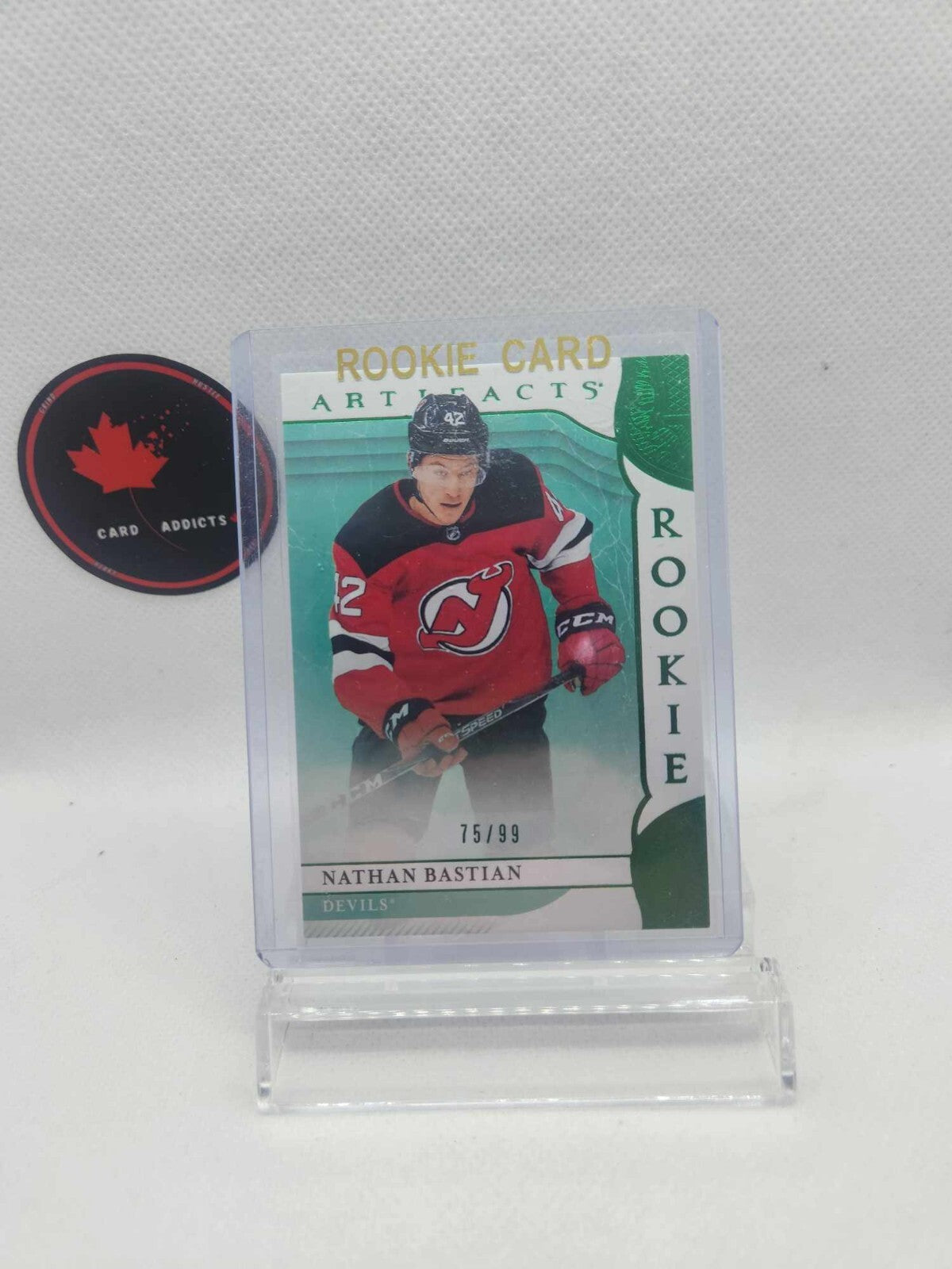 Nathan Bastian 2019-20 Artifacts ROOKIE Emerald Parallel Card #167 /99