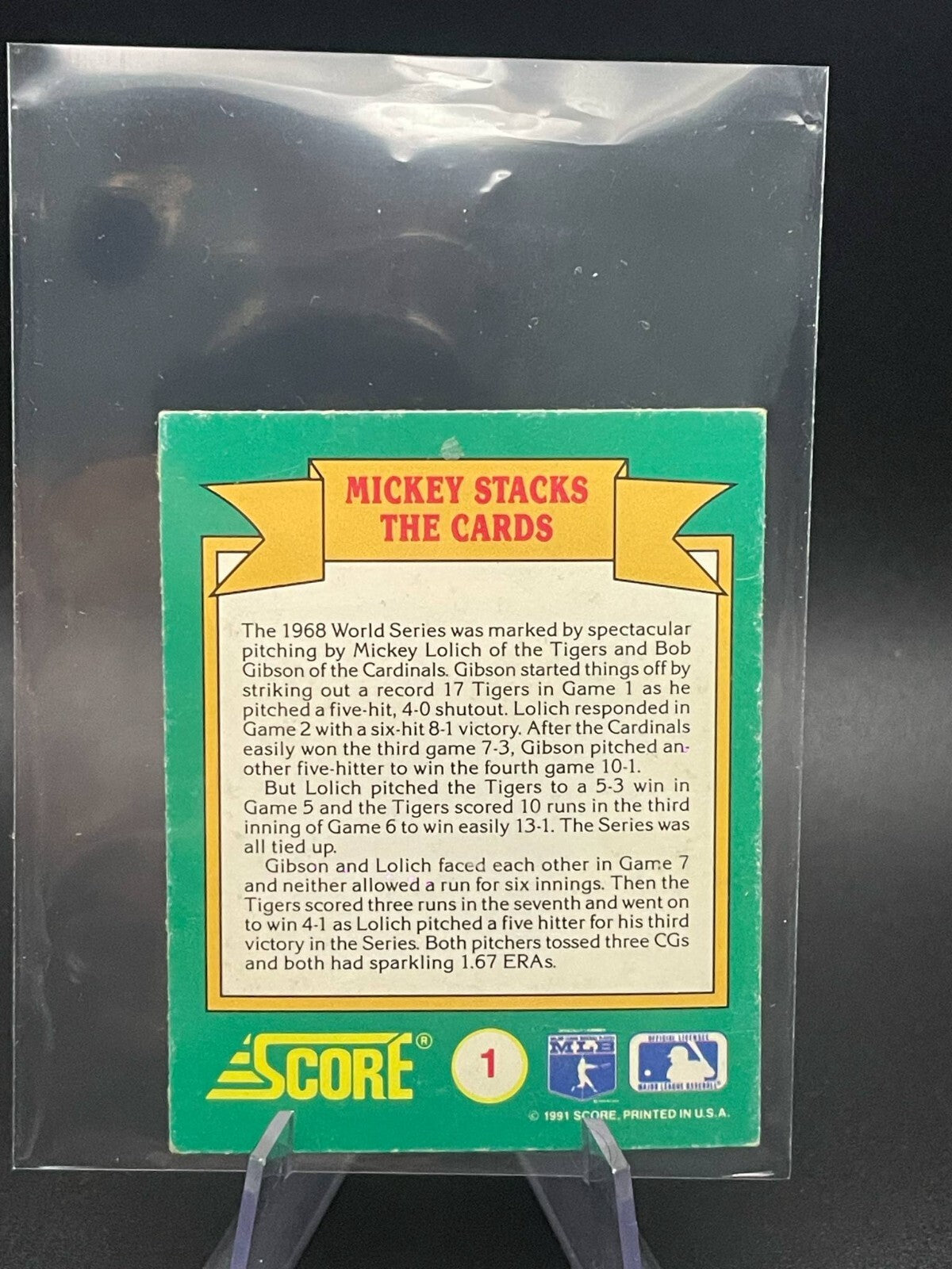 1991 SCORE Magic Motion World Series Trivia - #1 1969 Mickey Stacks The Cards