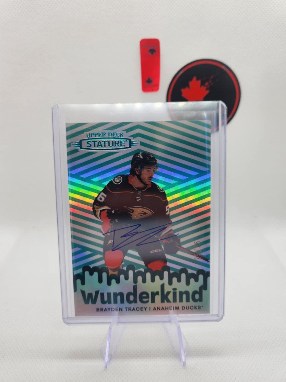 22-23 STATURE HOCKEY Rookie Wunderkind GREEN Auto W-2 Brayden Tracey /25
