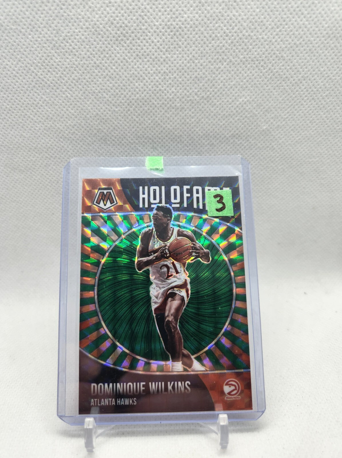 2020-21 Mosaic Basketball Holofame Insert Dominique Wilkins Green Prizm #19
