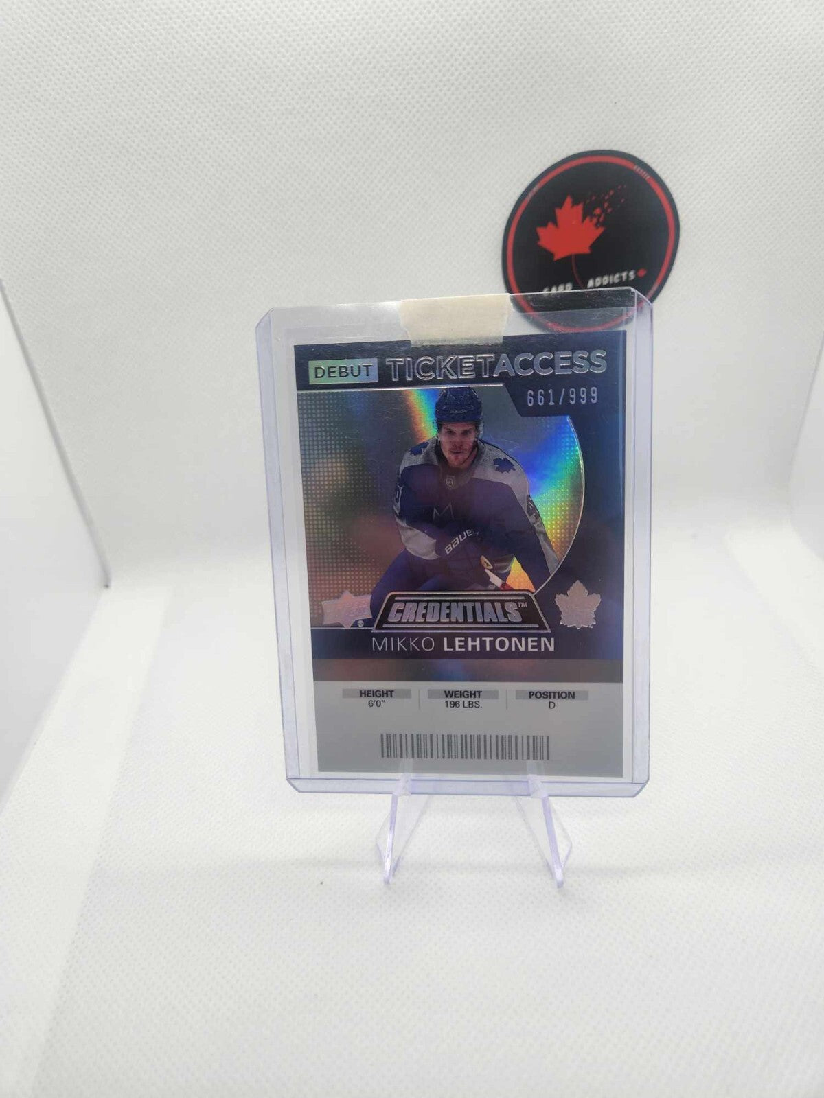 2020-21 Upper Deck Credentials Mikko Lehtonen Debut Ticket Access Rookie /999