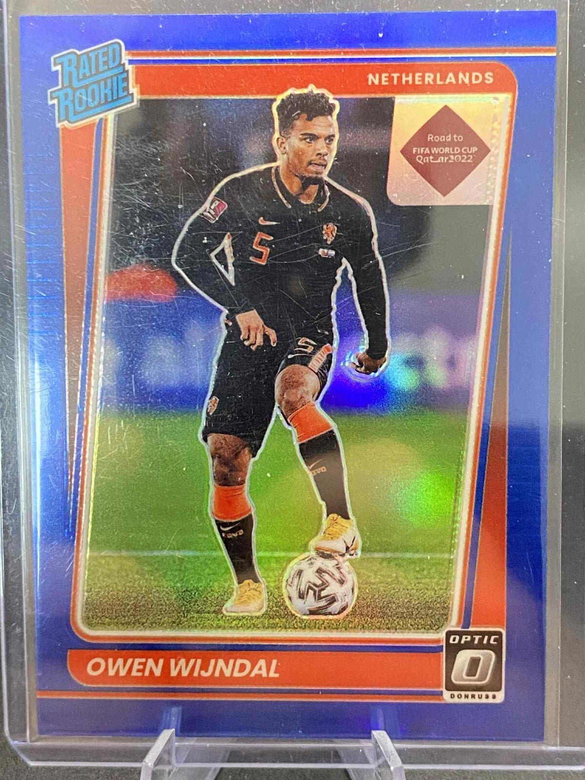 2021 Panini Donruss Road to Qatar Rated Rookie Optic Blue Prizm /99 Owen Wijndal