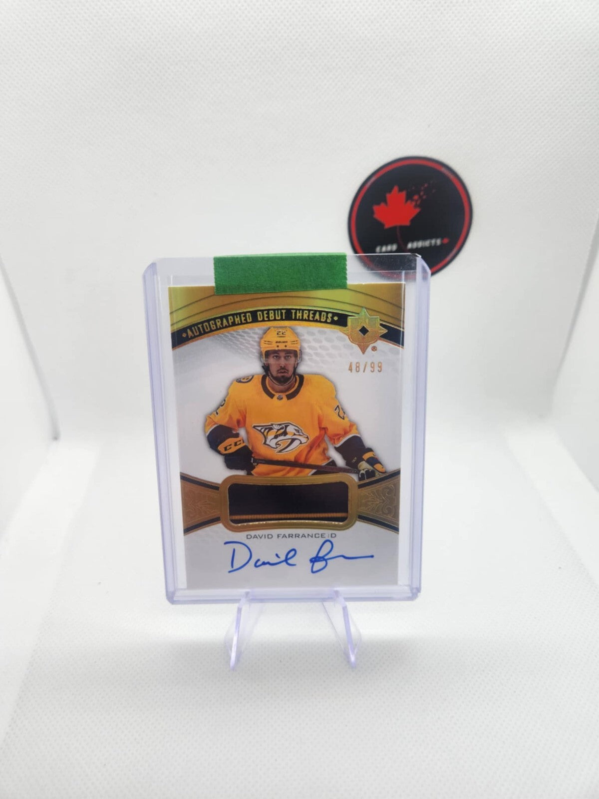 David Farrance 2021-22 Upper Deck Ultimate Collection Auto Debut Threads Auto