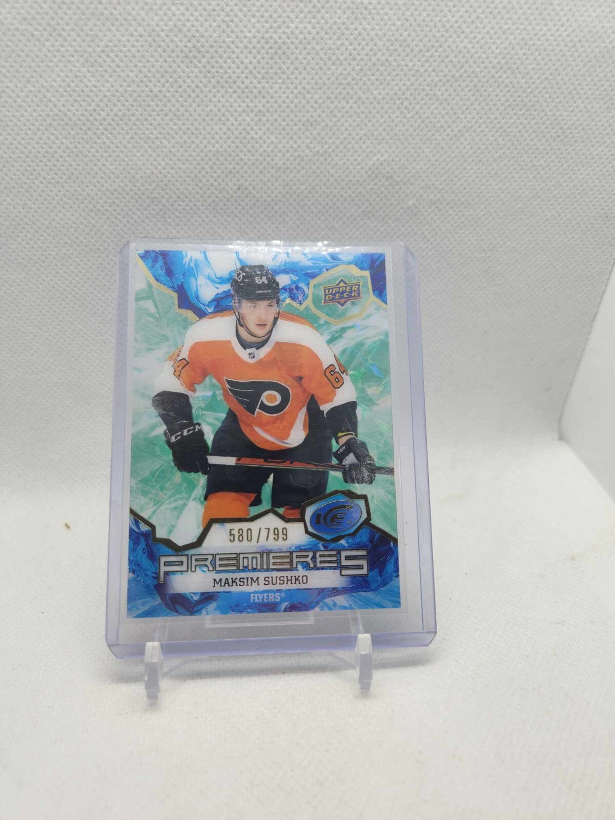 2021-22 UD Ice Maksim Sushko #171 Premieres Green RC Parallel SP /799 Flyers