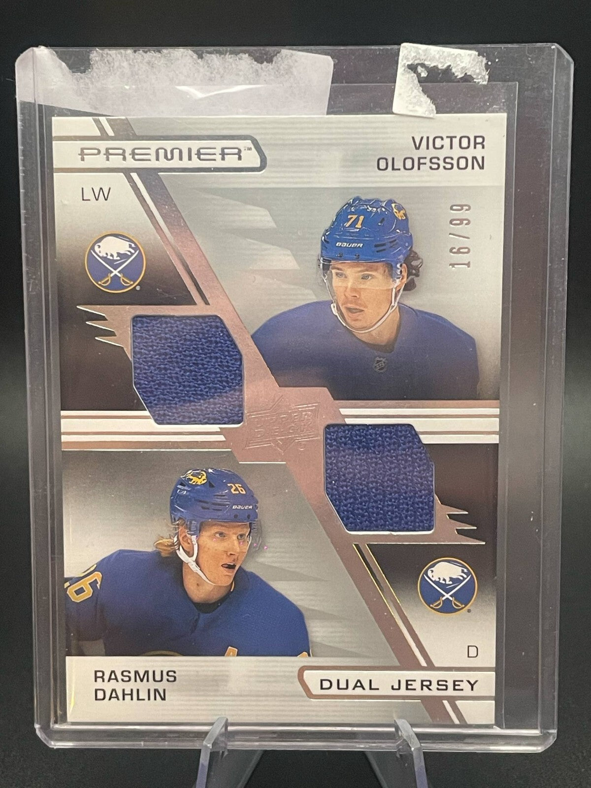 2021-22 Upper Deck Premier Dual Jerseys #PDDO Victor Olofsson/Rasmus Dahlin /99
