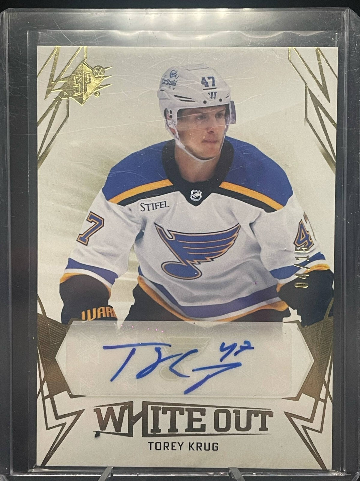 2022-23 Upper Deck SPx Torey Krug Whiteout Auto #WO-TK