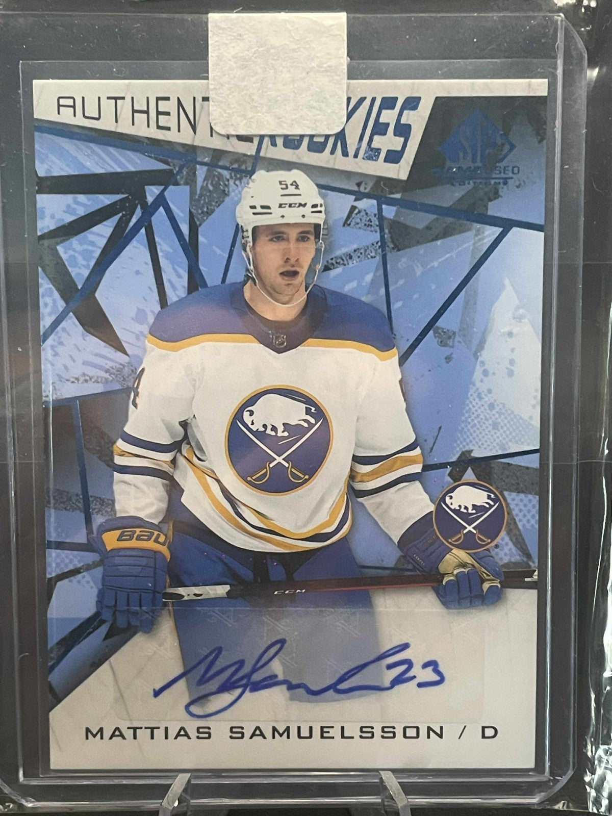 2021 SP Game Used Authentic Rookies Blue Mattias Samuelsson #169 Rookie Auto RC