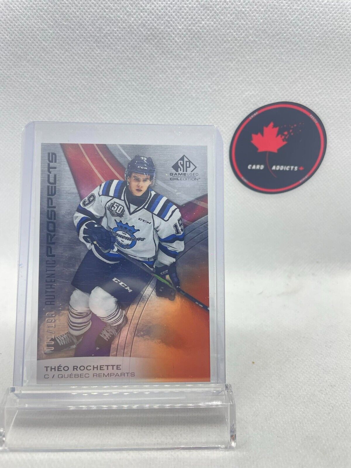 2019-20 SP GAME USED THEO ROCHETTE AUTHENTIC PROSPECTS ORANGE /199
