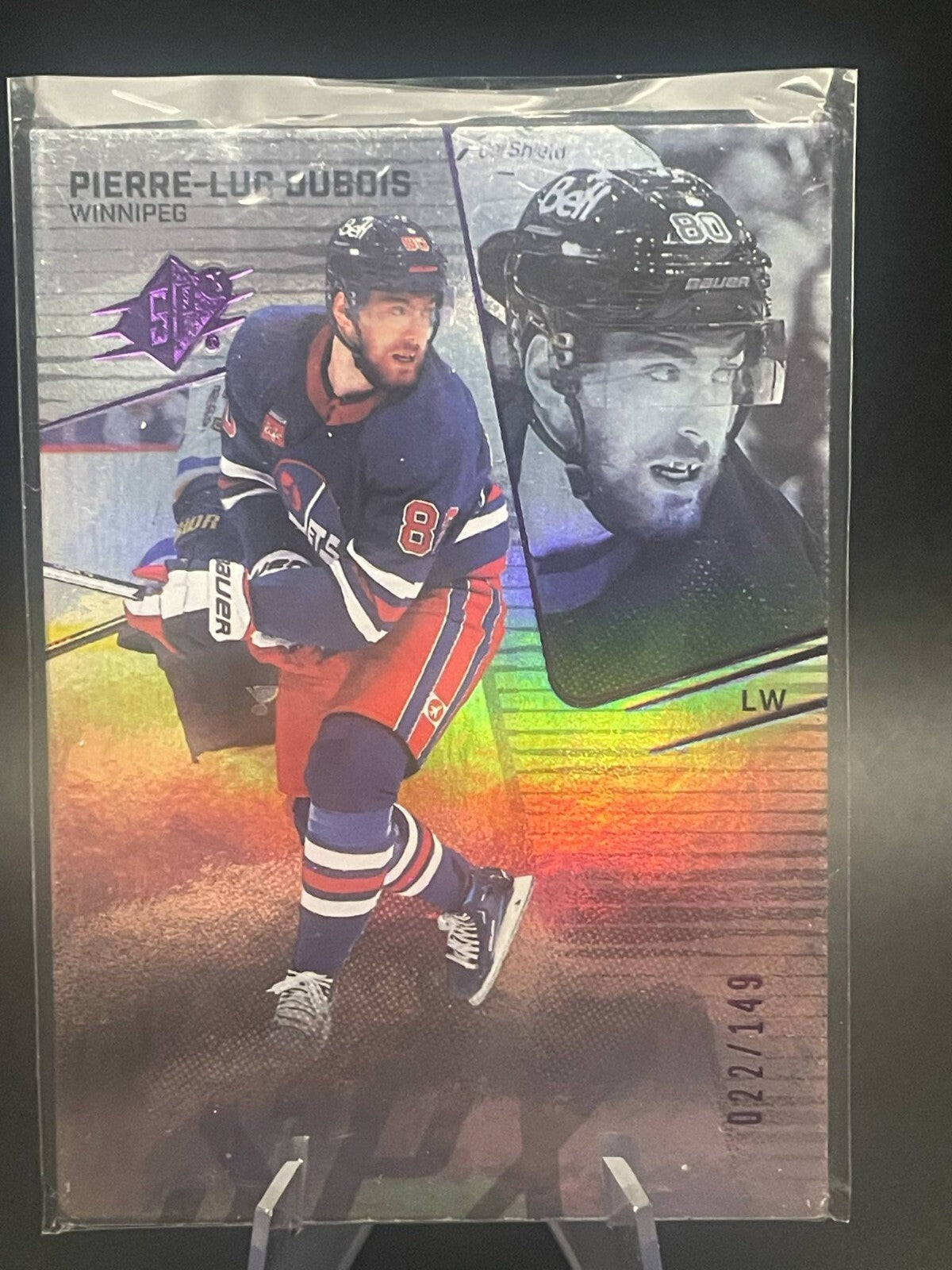 2022-23 UD SPX COLORED HOLOFOIL BASE PARALLEL /149 PIERRE-LUC DUBOIS #71 JETS