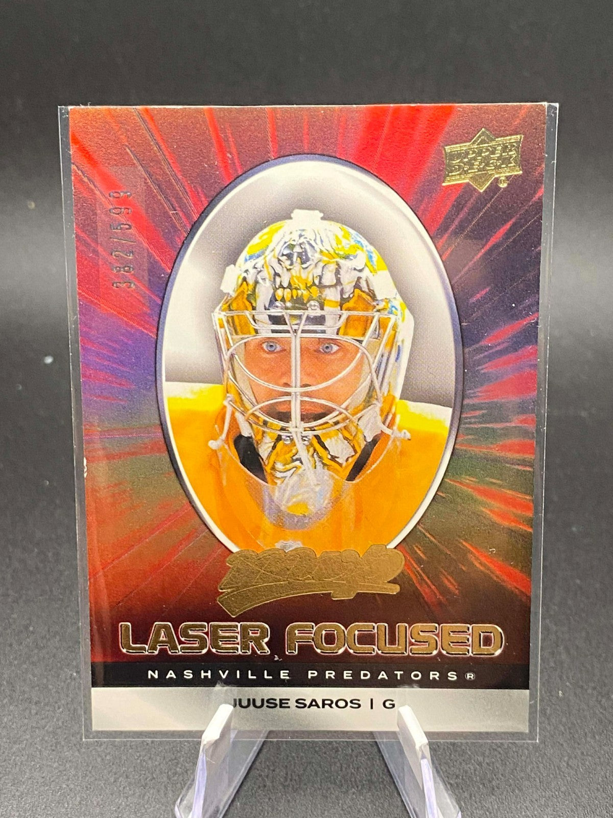 2025 Upper Deck MVP Juuse Saros Laser Focused LF-26 Nashville Predators /599