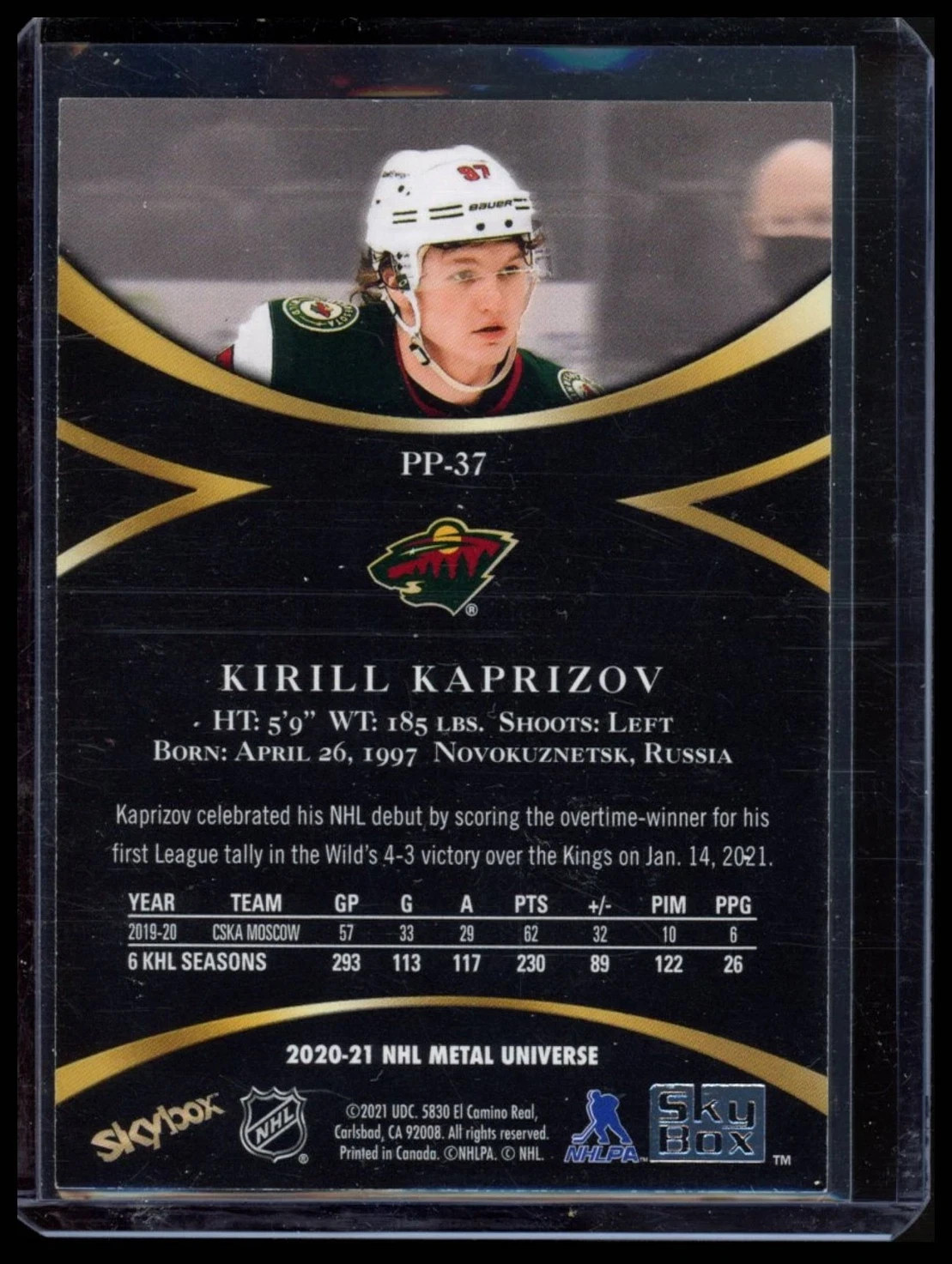 2020 SKYBOX METAL UNIVERSE KIRILL KAPRIZOV PREMIUM PROSPECTS STAR SAPPHIRES RC