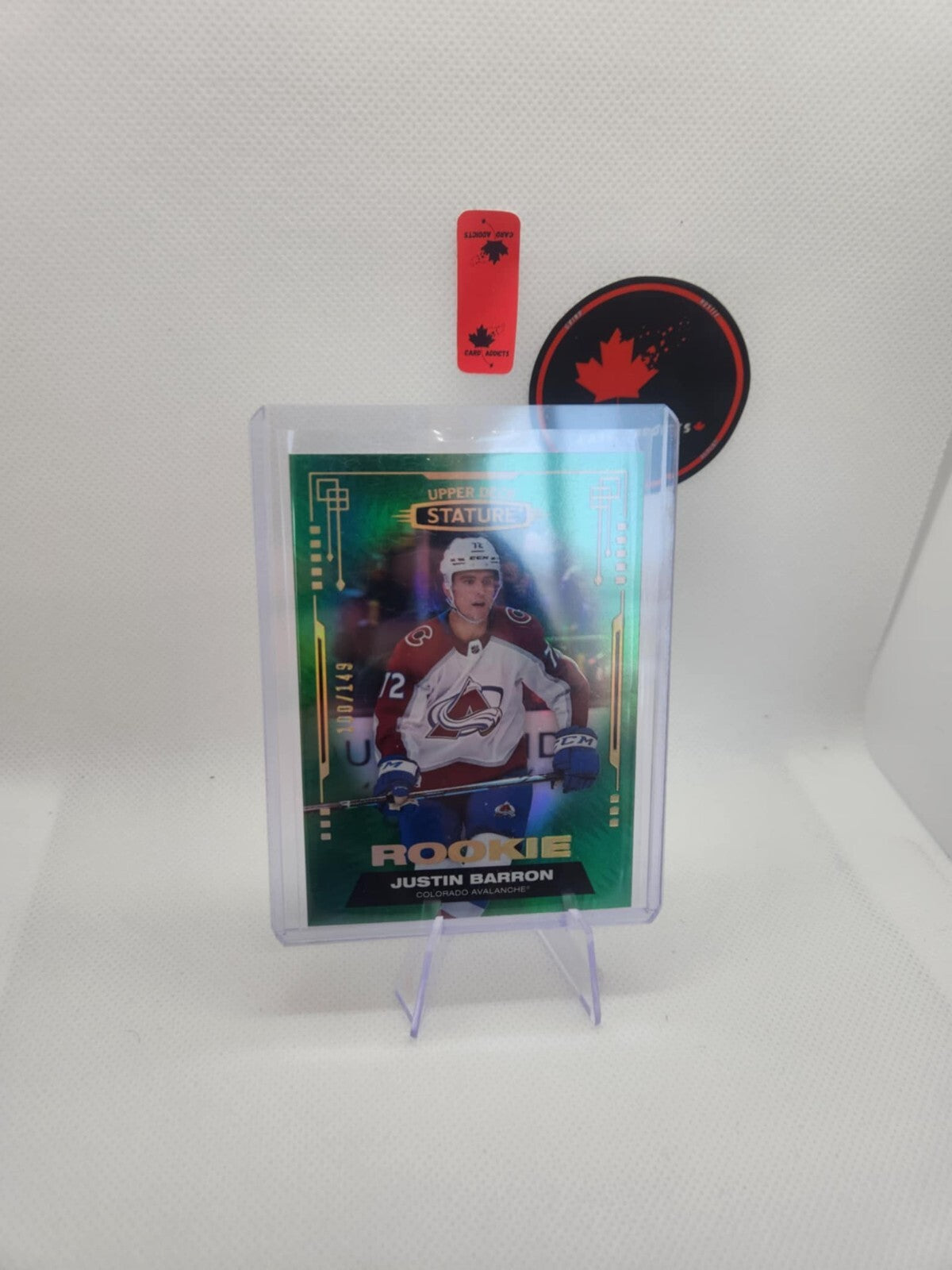 2021-22 Upper Deck Stature Green Rookie #178 Justin Barron RC #/149 Colorado