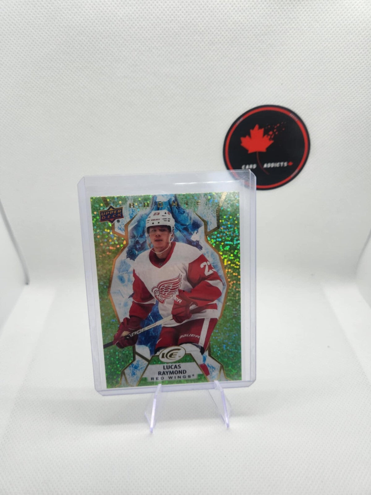 2022-23 UD Ice Green Lucas Raymond #23 Detroit Red Wings Rookie