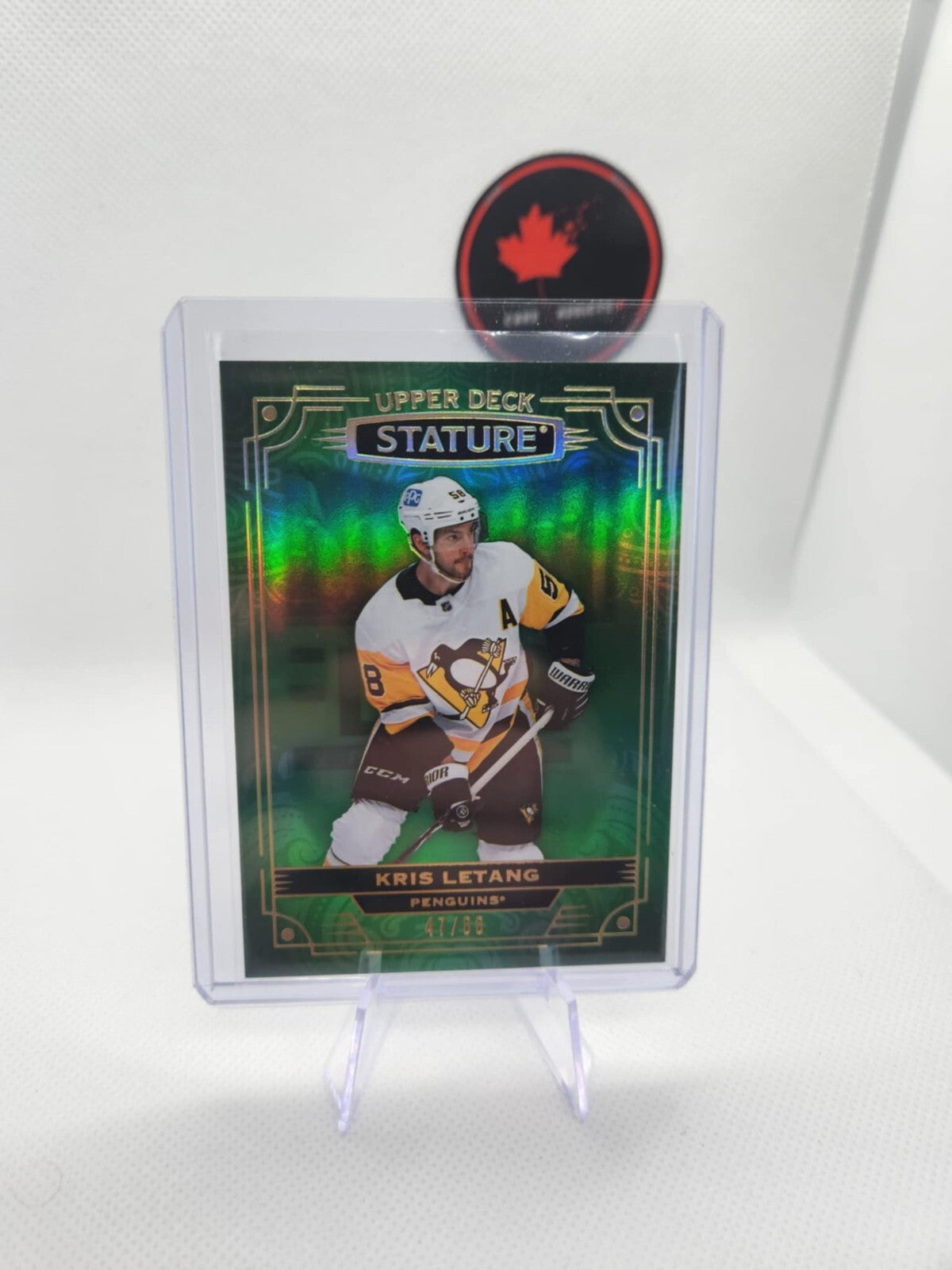 2022-23 UD STATURE PHOTO VARIANT GREEN BASE PARALLEL/66 KRIS LETANG #91 PENGUINS
