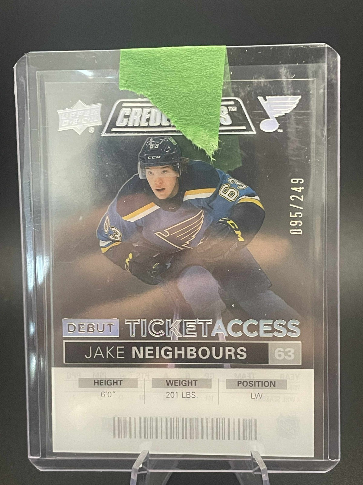 2021-22 Credentials Debut Ticket Access Acetate /249 Jake Neighbours Rookie RC