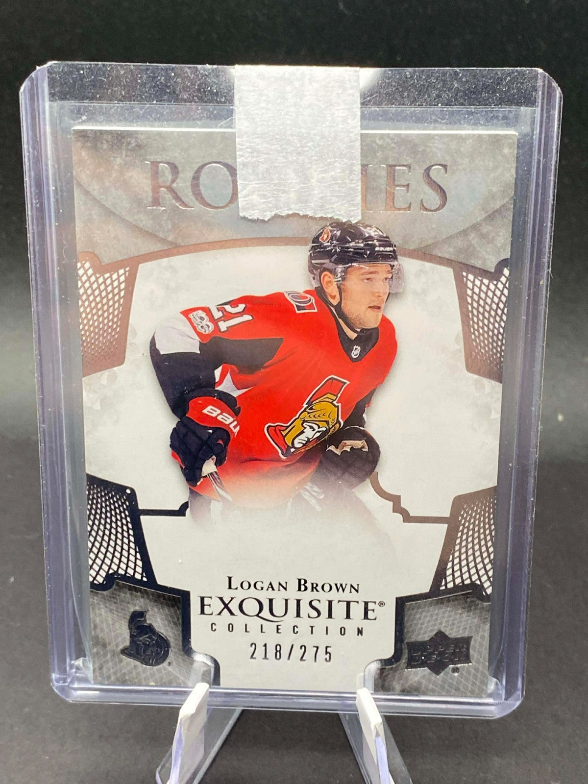 2017-18 Upper Deck Exquisite Collection Rookie #R-16 Logan Brown RC /275