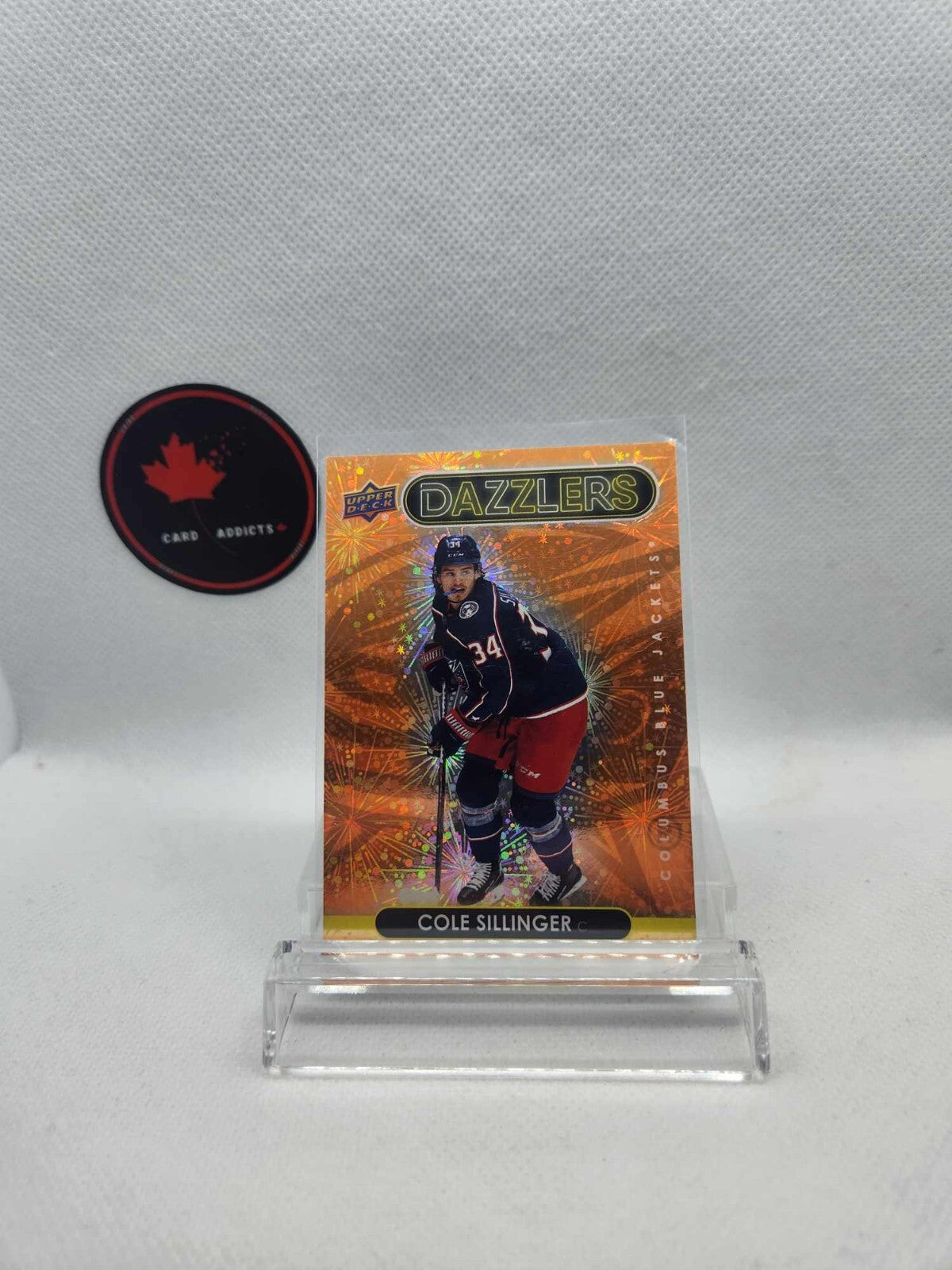 2021-22 Upper Deck Dazzlers Orange #DZ63 Cole Sillinger RC Columbus Blue Jackets