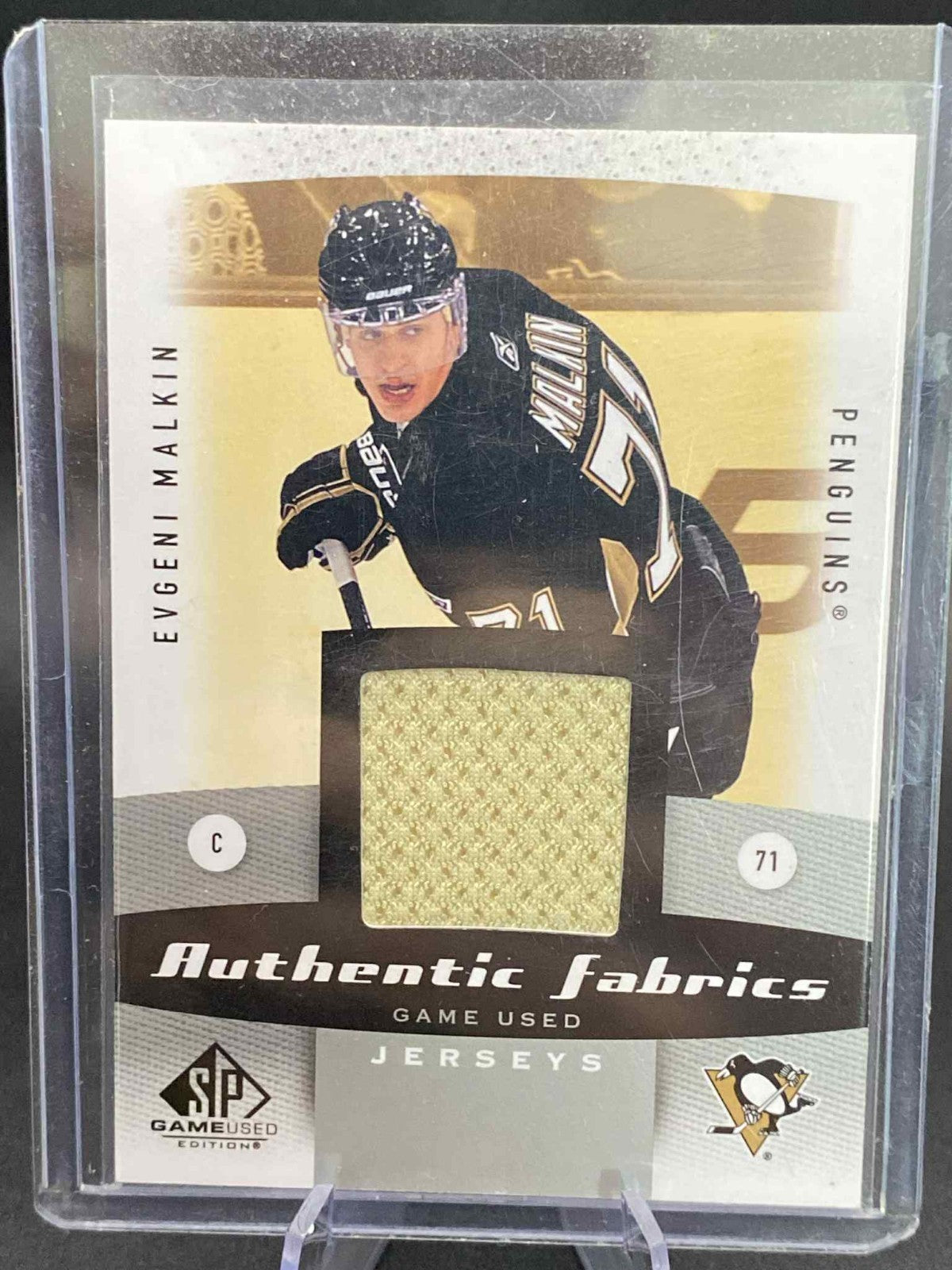 2010-11 UD SP GAME USED EVEGENI MALKIN AF-EM AUTHENTIC FABRICS GAME USED JERSEY