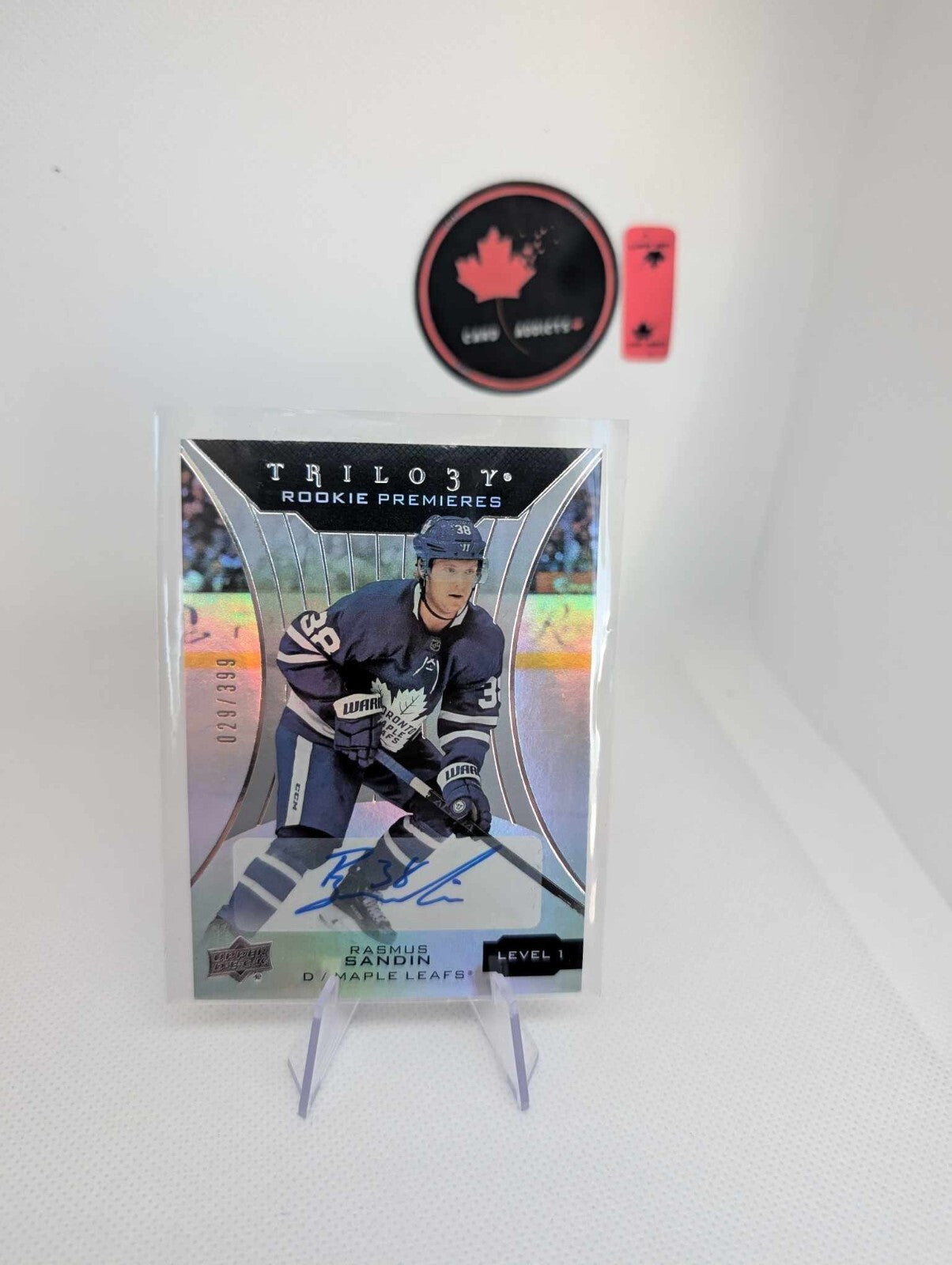2019-20 Upper Deck Trilogy ROOKIE PREMIERES AUTO #64 Rasmus Sandin /399