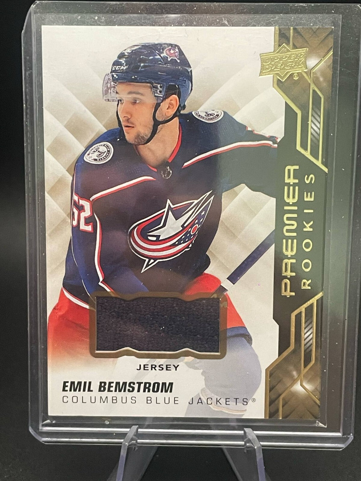 2019-20 UD Premier Emil Bemstrom Jersey Rookie Columbus Blue Jackets #71 Rc