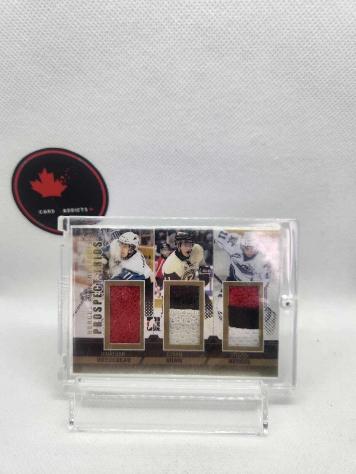 2012-13 ITG Heroes & Prospects Trios GOLD/10 Triple Jersey Huberdeau Shaw Hodges