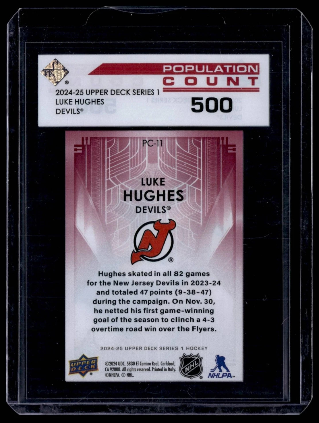 2024 UPPER DECK #PC-11 LUKE HUGHES POPULATION COUNT 500