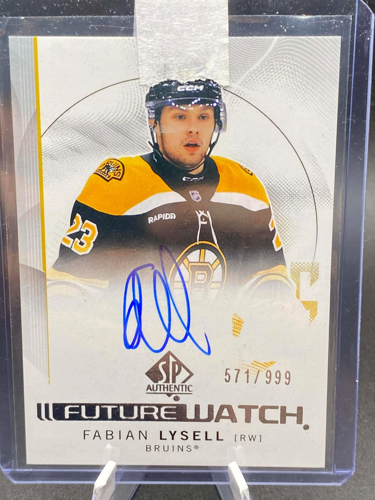 2024-25 UD SP Authentic Fabian Lysell Future Watch Auto /999 Bruins