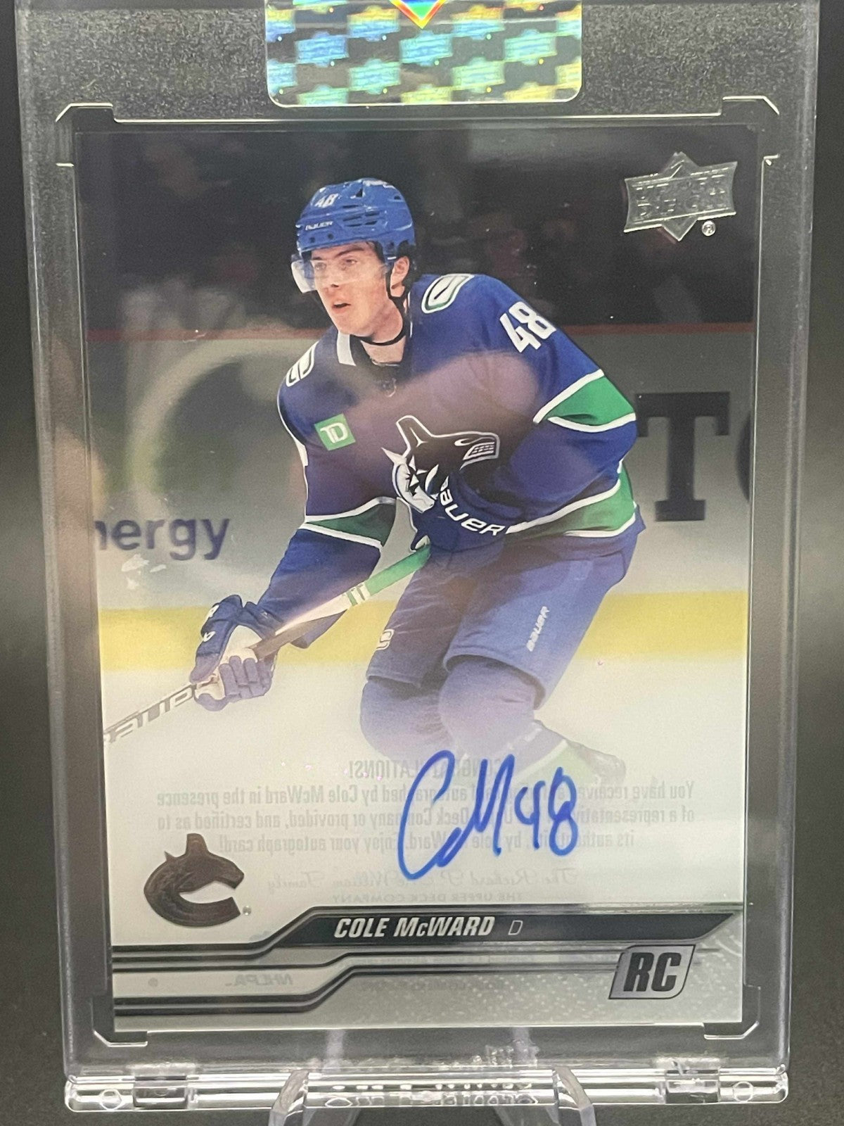 2023-24 Upper Deck Clear Cut Cole McWard Auto CC-MW