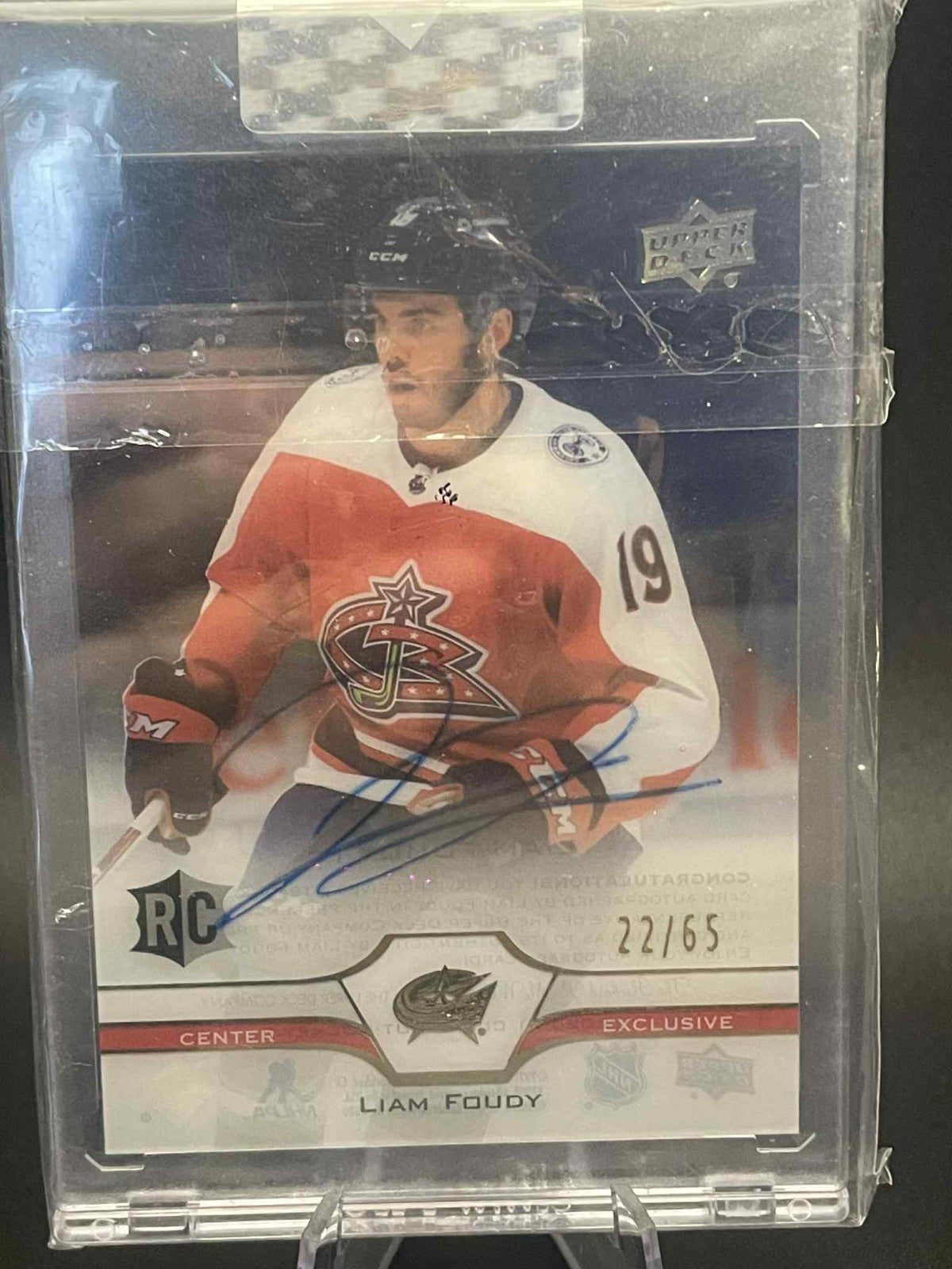 2020 UPPER DECK CLEAR CUT #CC-LF LIAM FOUDY EXCLUSIVES AUTO RC ROOKIE /65