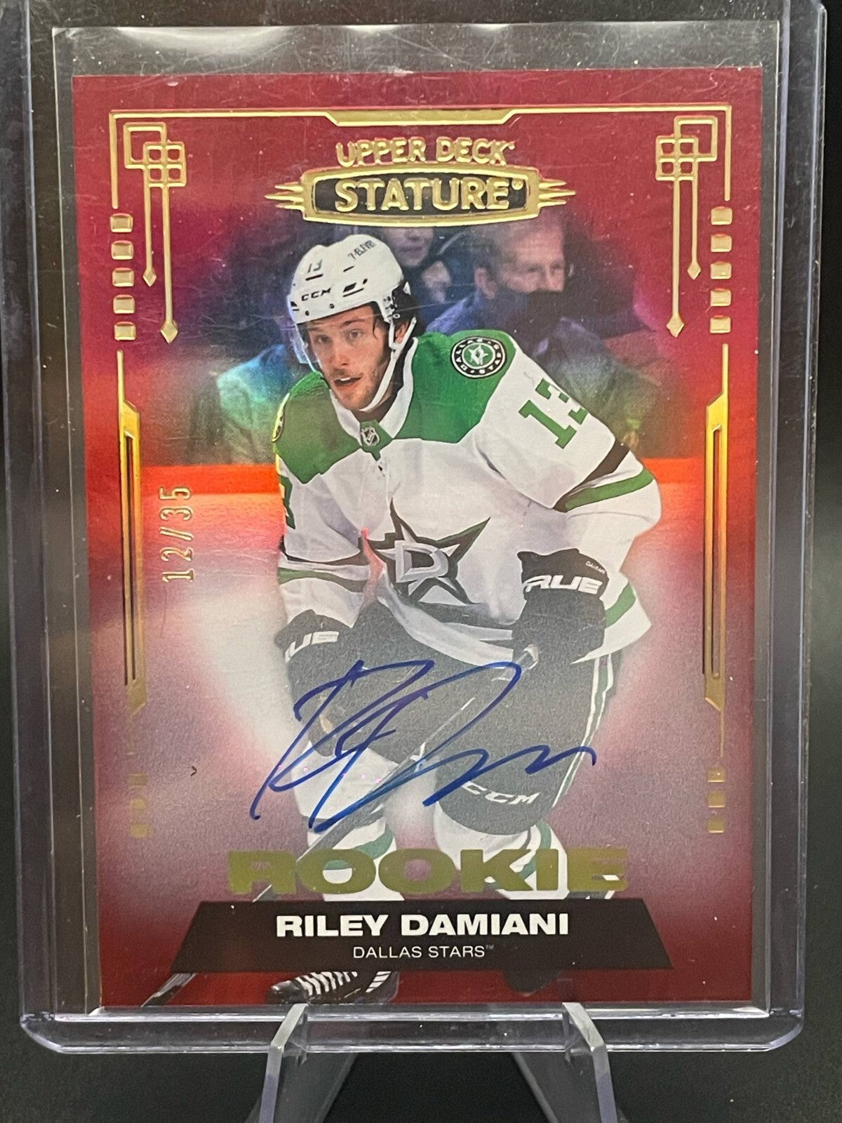 2021-22 Upper Deck Stature Riley Damiani Auto Rookie Red /35 Dallas Stars
