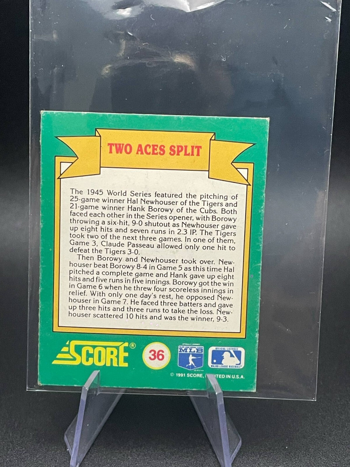 1991 Score Two Aces Split #36 Detroit Tigers / Chicago Cubs