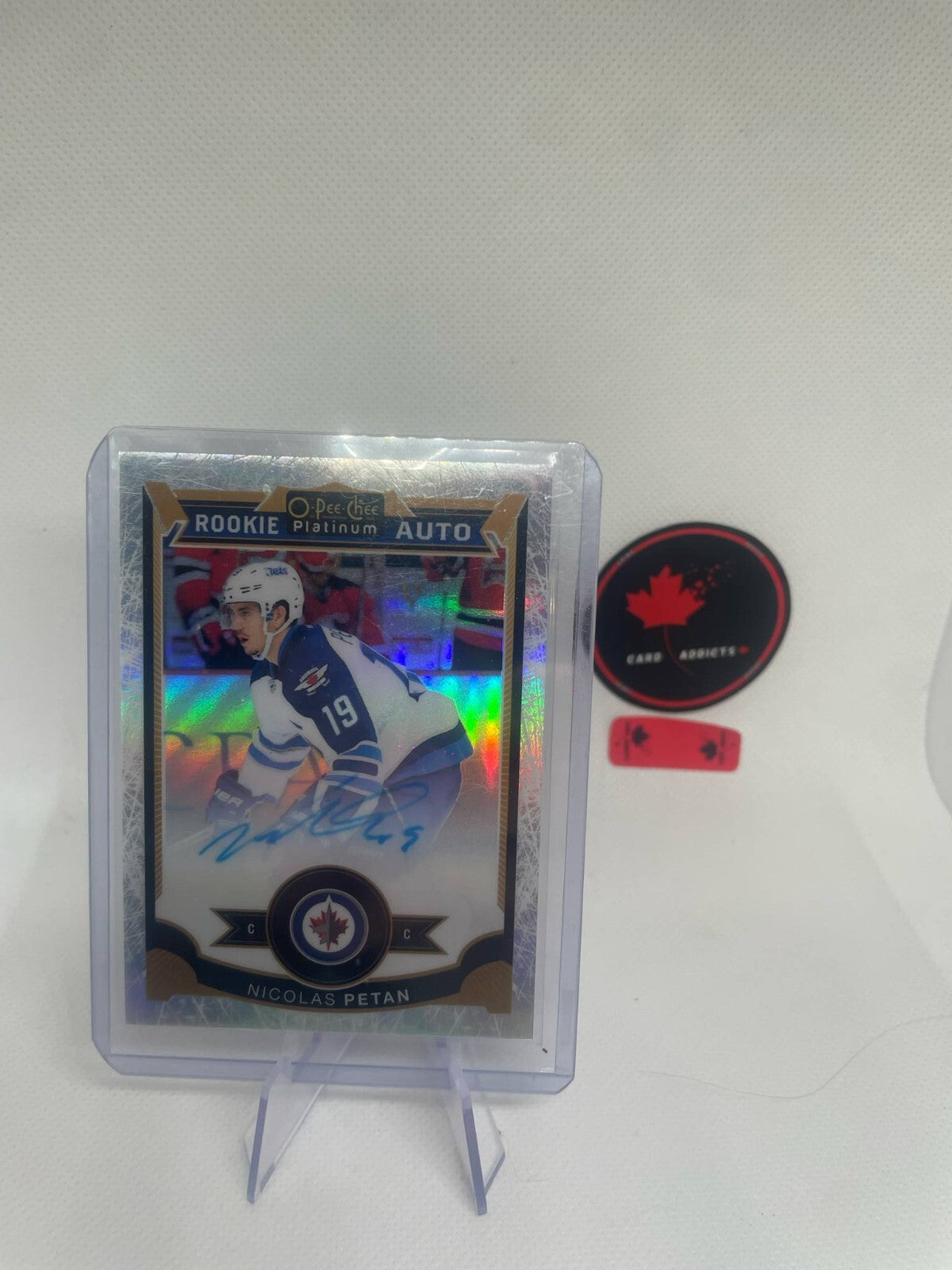 2015-16 O-Pee-Chee Platinum White Ice Rookie Auto #178 Nicolas Petan /99 Jets