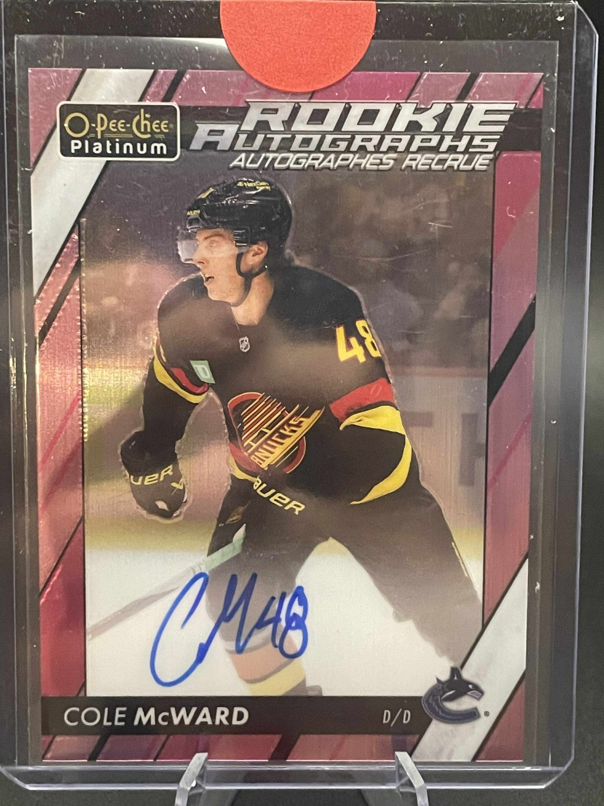 Cole McWARD ROOKIE 2023-24 O Pee Chee Platinum #R-CM MATTE PINK AUTO