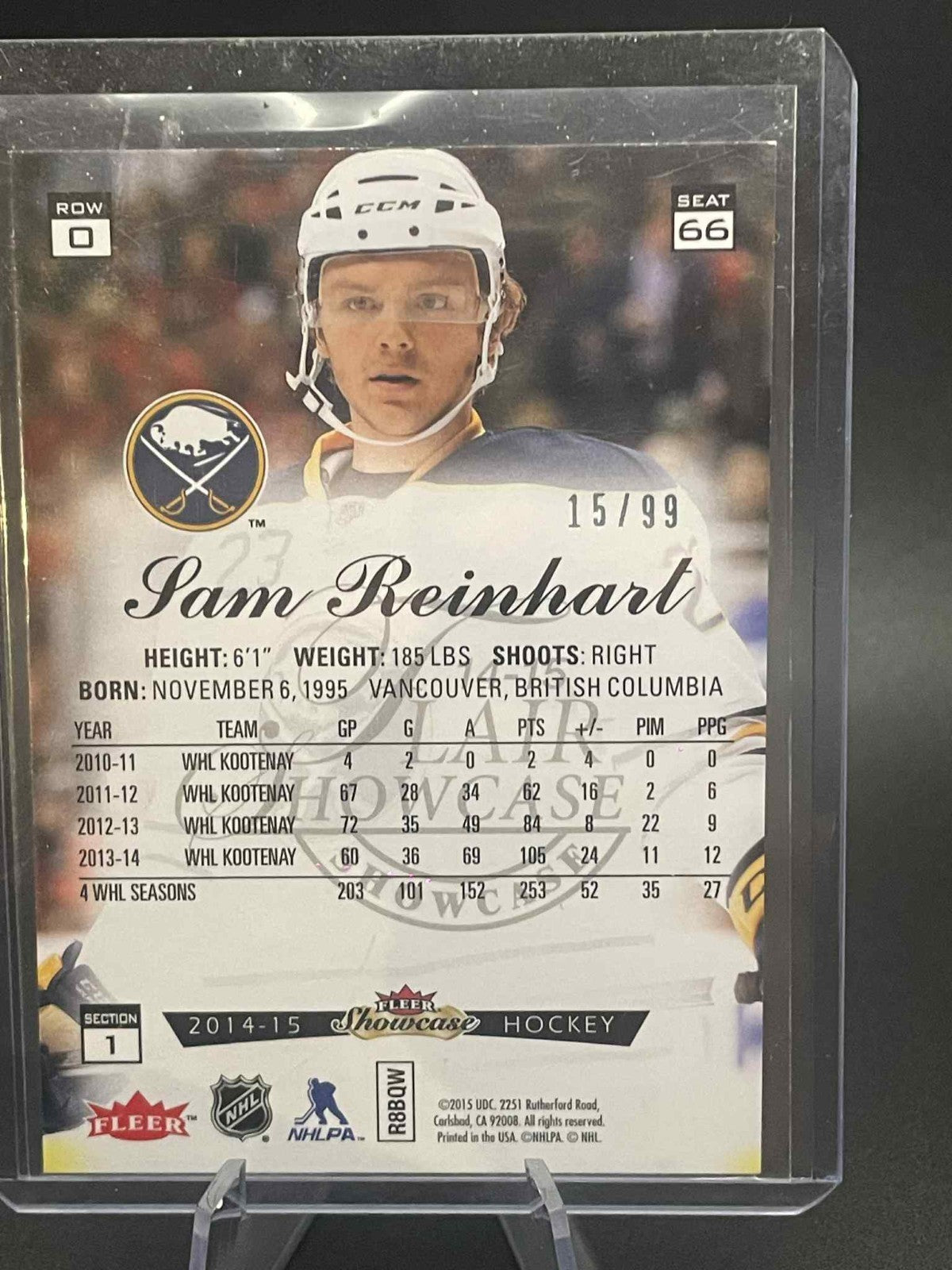 2014-15 Fleer Showcase Sam Reinhart Flair Blue Ice /99 RC