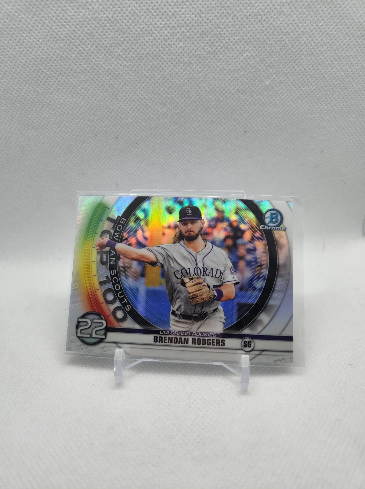 Brendan Rodgers 2020 Bowman Chrome Scouts’ Top 100 RC Rookie Holo Insert ROCKIES