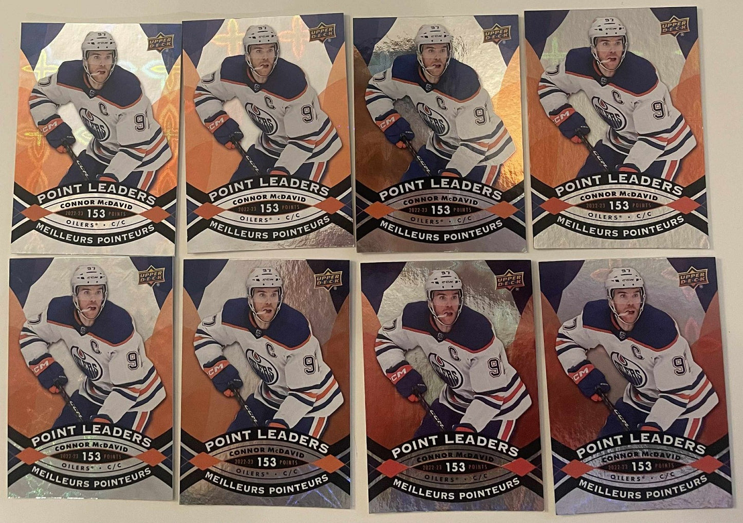 23-24 UD TIM HORTONS POINT LEADERS CONNOR MCDAVID EDMONTON OILERS Lot Of 8 Cards