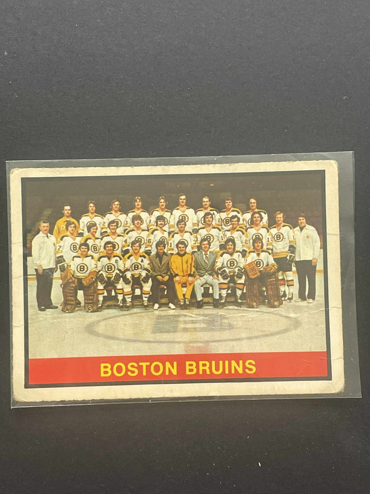 1974-75 O-PEE-CHEE #350 BOSTON BRUINS TEAM CHECKLIST MARKED MINT BOBBY ORR REF I
