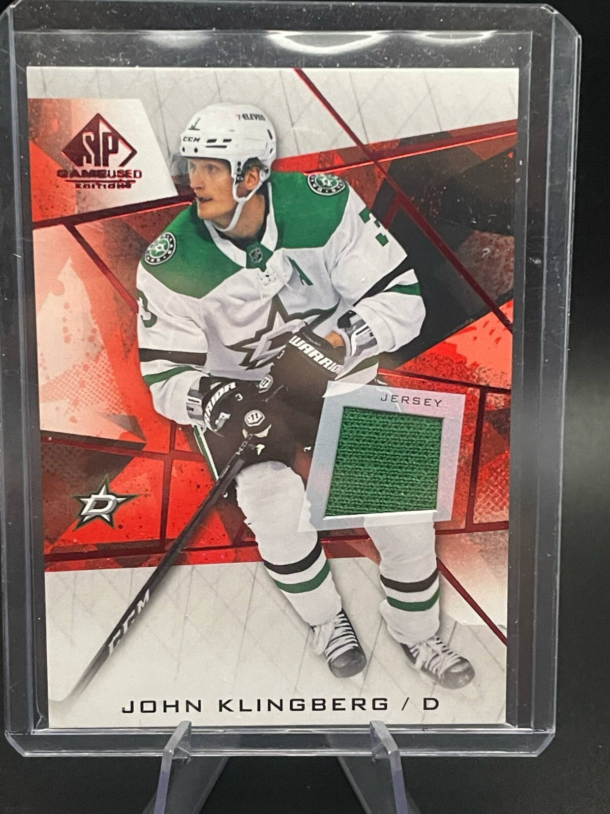 2021-22 UPPER DECK UD SP GAME USED JOHN KLINGBERG #53 RED GAME USED JERSEY