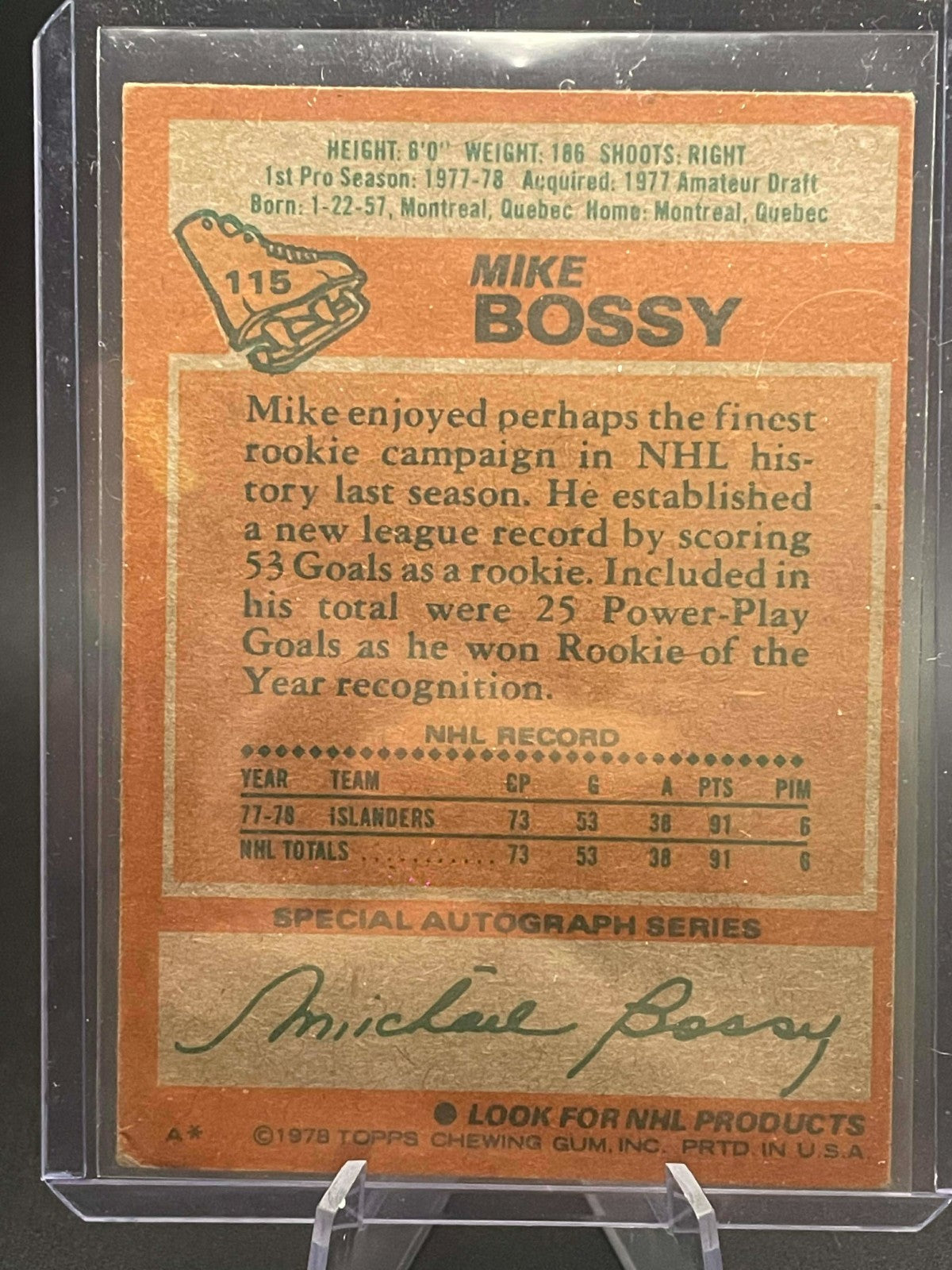 1978-79 Topps - Mike Bossy #115 (RC) Rookie Great Shape