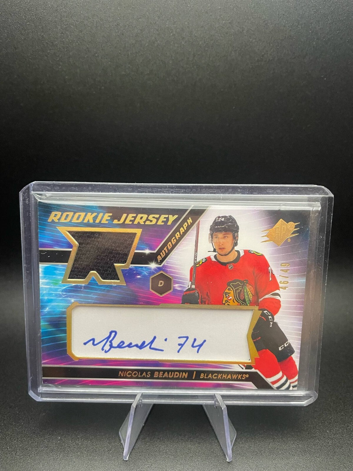 2020-21 UD SPx rookie jersey auto /375 Nicolas Beaudin Rookie Auto Chicago