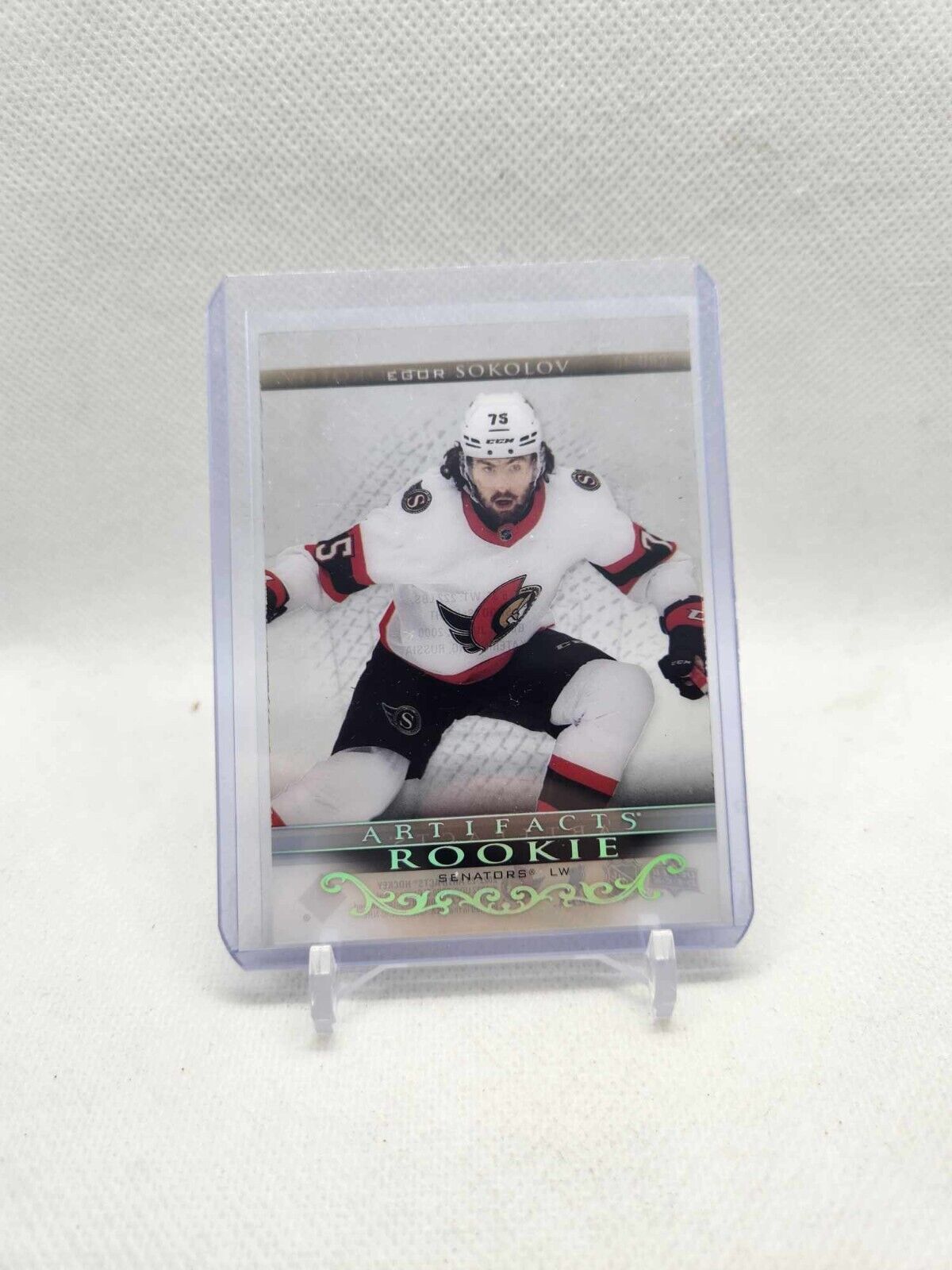 2022-23 UD Artifacts Egor Sokolov #CRU-40 Rookie Updated Clear Cut Senators