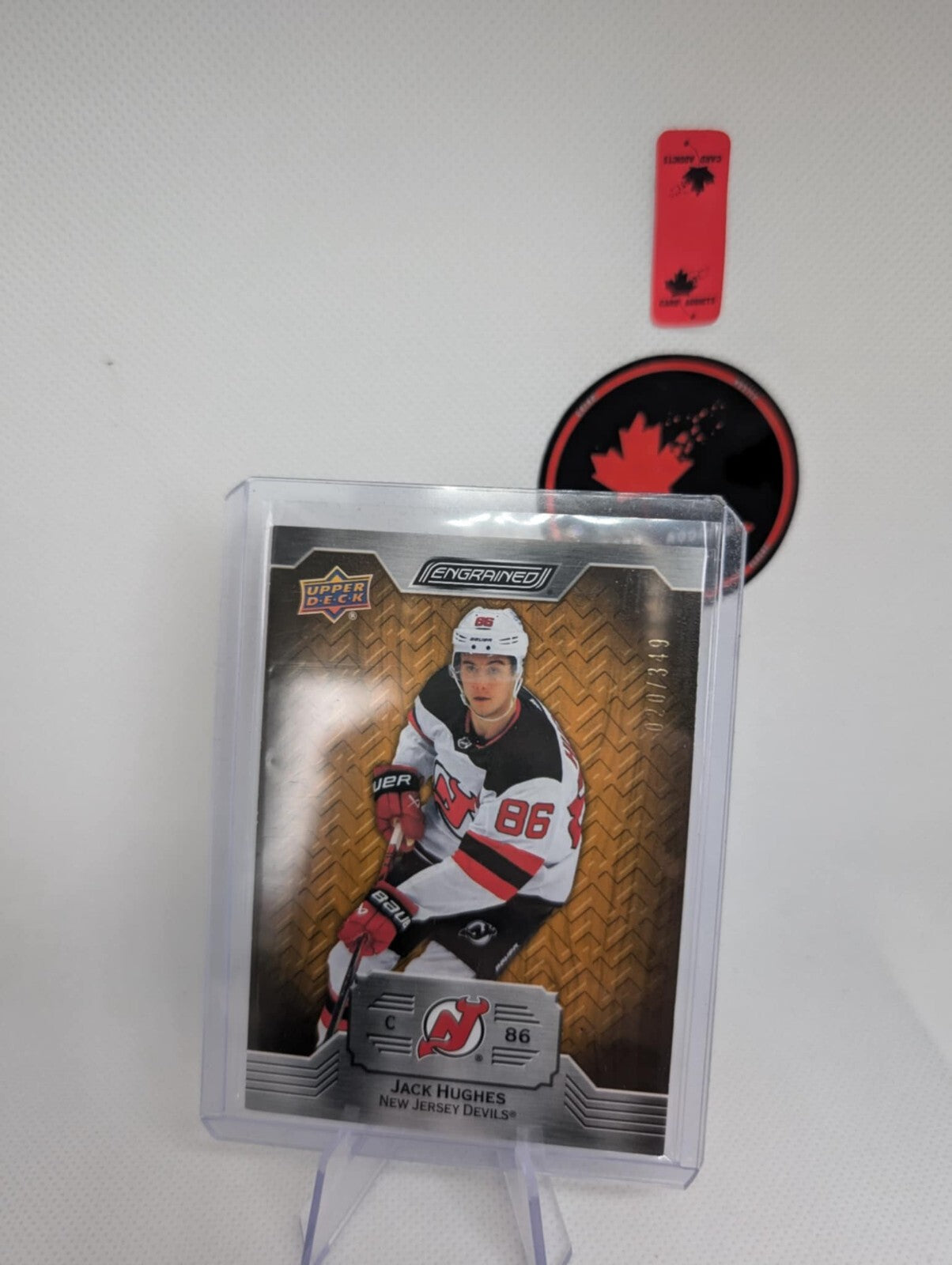 2023-24 Upper Deck Engrained Jack Hughes Oak /349 #8 Devils