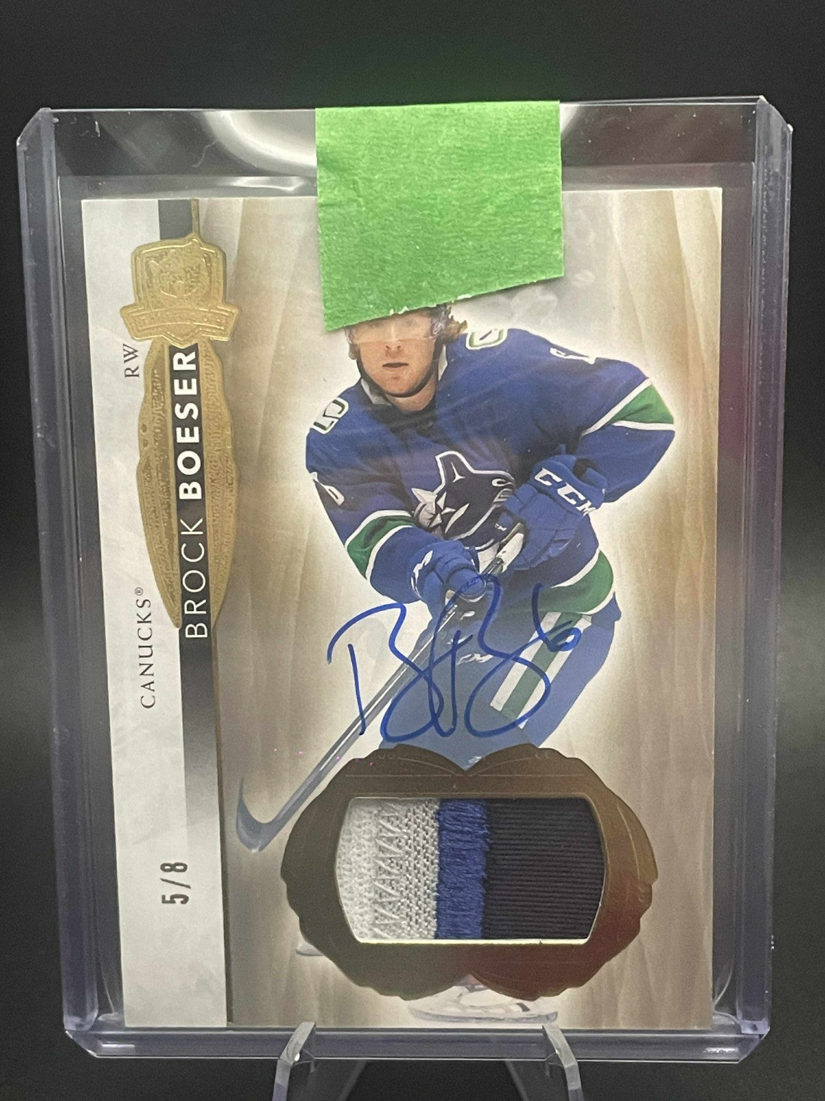Brock Boeser 2021-22 UPPER DECK THE CUP GOLD FOIL PATCH AUTO /8 CANUCKS 4 CLRS