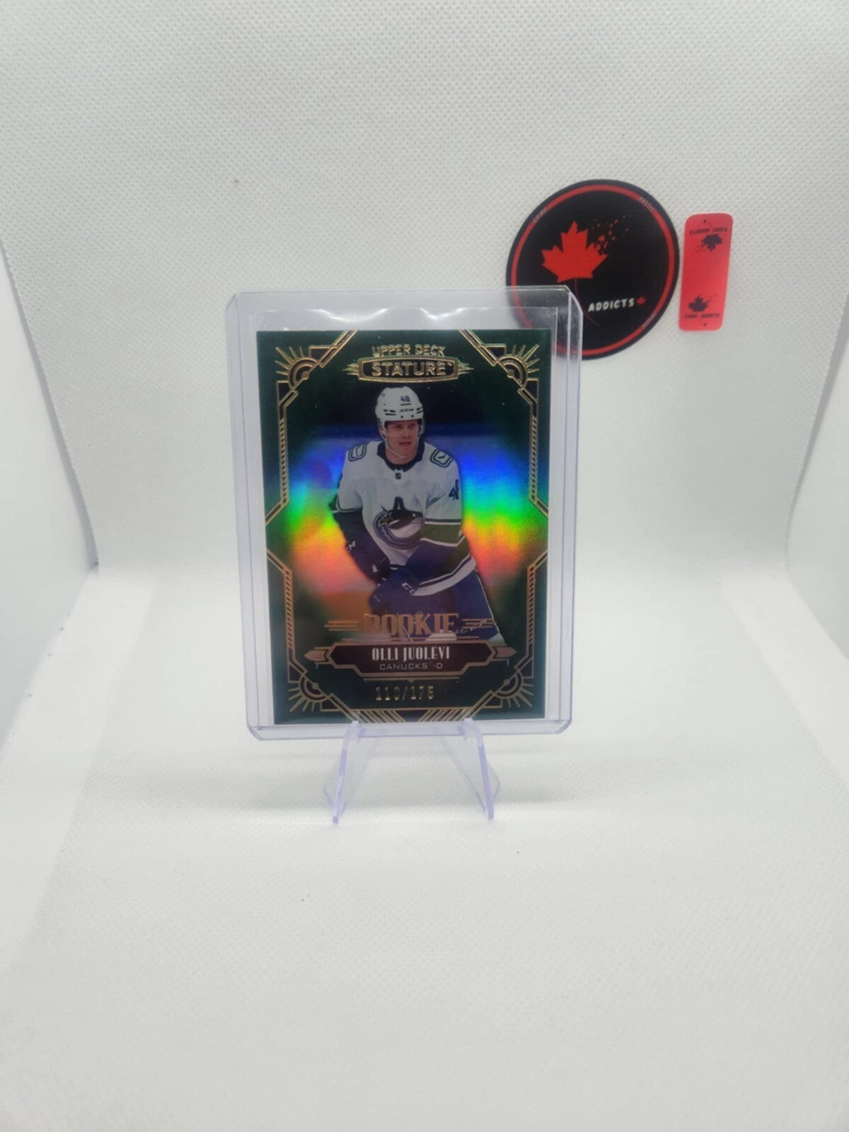 2020-21 UD Stature Green Rookie #158 Olli Juolevi /175