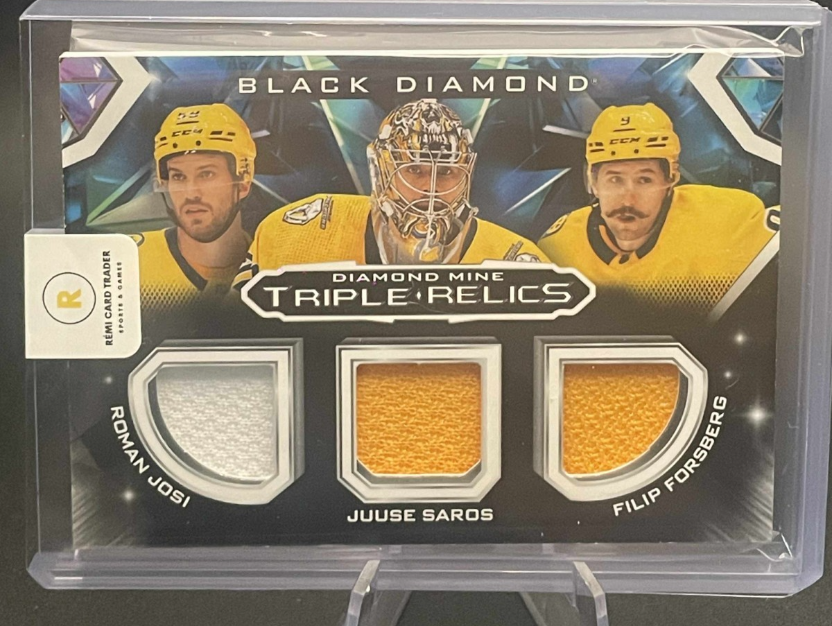 2023-24 Upper Deck Black Diamond Hockey JOSI/SAROS/FORSBERG Triple Relics DMTR-J