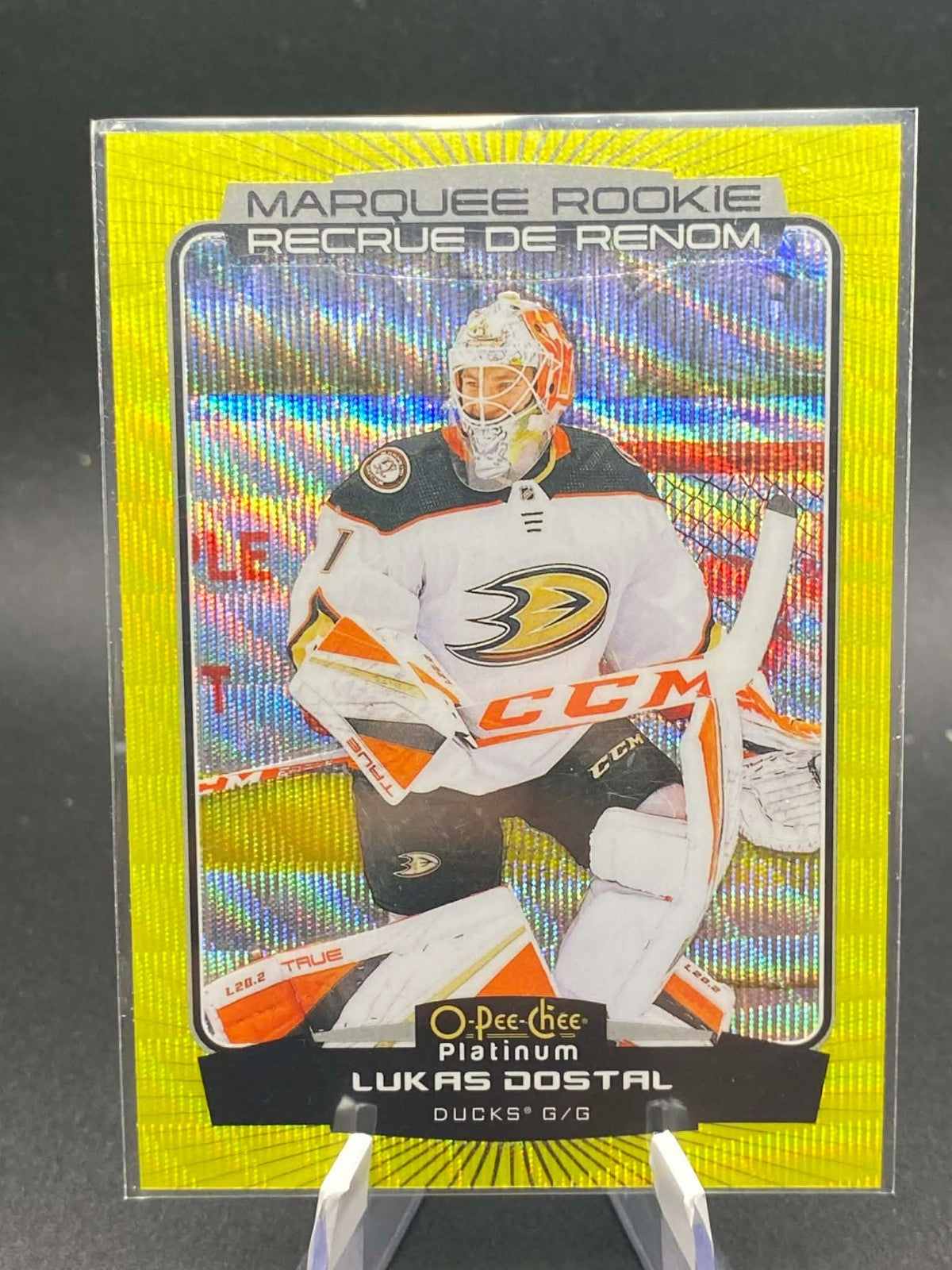 2022 O-PEE-CHEE PLATINUM #210 LUKAS DOSTAL NEON YELLOW SURGE RC ROOKIE