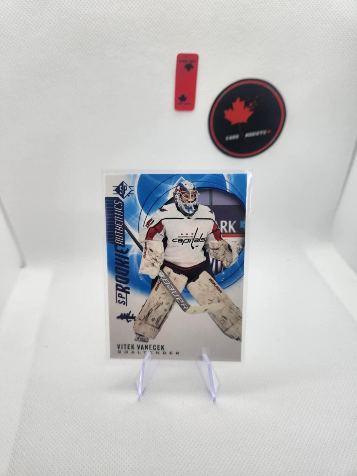 UD SP AUTHENTIC 2020-21 VITEK VANECEK BLUE SP ROOKIE AUTHENTICS CARD #138